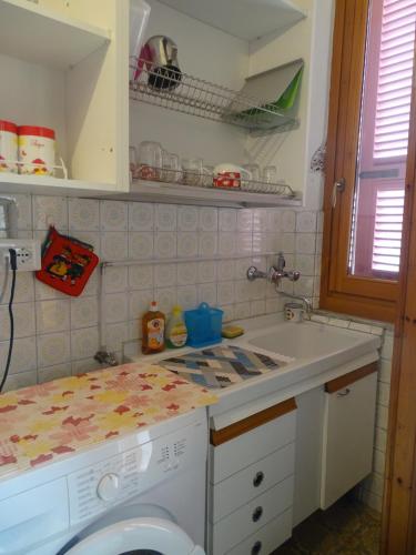 een keuken met een wastafel en een wasmachine bij LadiRosa in Civitanova Marche
