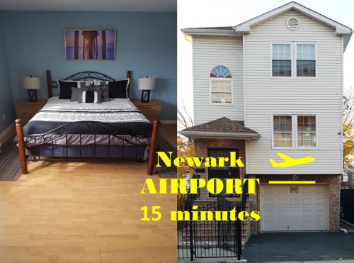 een slaapkamer met een bed en een huis bij 500 Estates LLC in Irvington