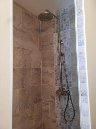 a shower with a shower head in a bathroom at Bel des Prés - Mantéros in Carquefou
