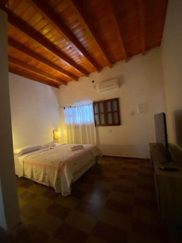 1 dormitorio con 1 cama y TV en Néctar en Tinogasta