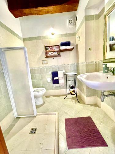 a bathroom with a toilet and a sink at La Casa di Gelsomino in Massa Martana