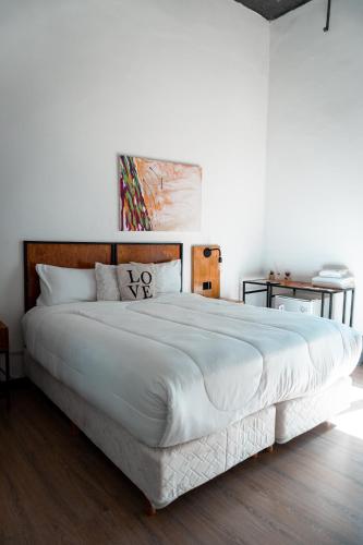 a bedroom with a large white bed in a room at Hostel Sweet Home Palermo Soho in Buenos Aires