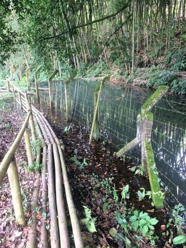 a fence next to a body of water at Chalet La Estancia - Parque del Café in Montenegro