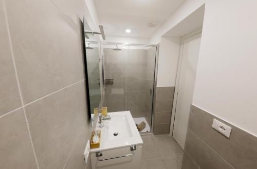 a bathroom with a sink and a shower at Argenteria5 Holiday Rooms in Palermo