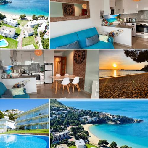 a collage of different pictures of a house at Almadrava Beach in Roses