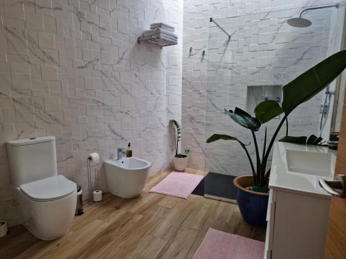 bagno con servizi igienici e pianta di Casa con piscina, High-speed Wi-Fi y vistas a Santa Brígida