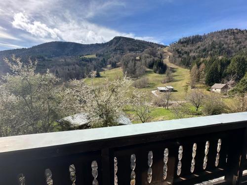 a balcony with a view of a mountain at Piano Annaberg Apartments in Annaberg
