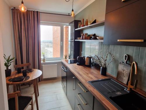 Köök või kööginurk majutusasutuses Panorama Suite Jelgava