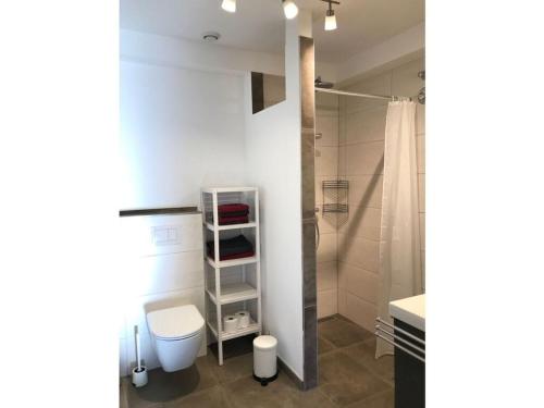 een badkamer met een toilet en een douche bij Bosau in the Sweden House in Bosau