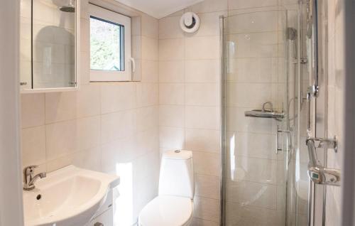 y baño con ducha, aseo y lavamanos. en Amazing Home In Stjrnhov With Kitchen, en Stjärnhov