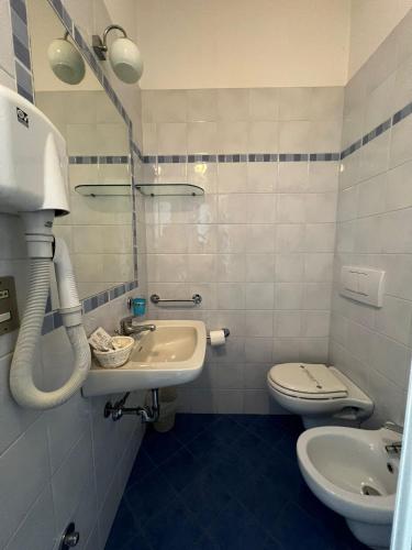 a bathroom with a sink and a toilet at Hotel Till in Rimini