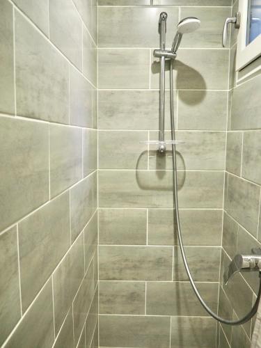une douche avec pommeau de douche dans une salle de bain dans l'établissement Le Hublot, à Le Touquet-Paris-Plage