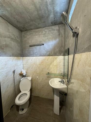 a bathroom with a toilet and a sink at Chacha's House in Sapa