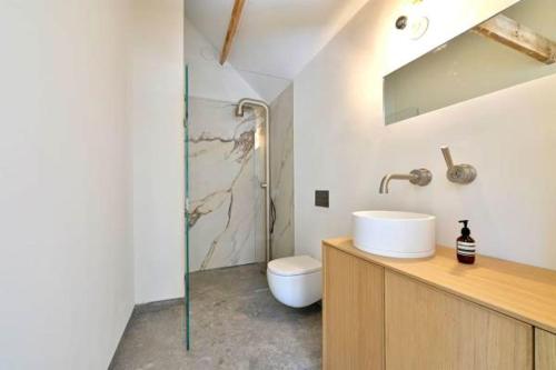 łazienka z umywalką i toaletą w obiekcie B&B Op de Keien w mieście Megen