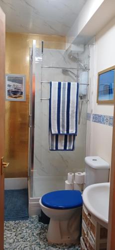 a bathroom with a shower and a toilet and a sink at It's Hove Actually.... in Brighton & Hove