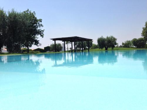 uma grande piscina de água com um gazebo em Relais Masseria Cardillo em Metaponto