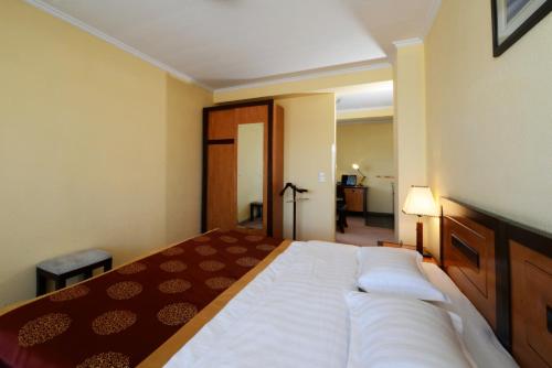 a bedroom with a large bed in a room at Narantuul Hotel in Ulaanbaatar