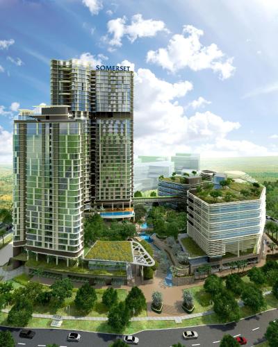 a rendering of two tall buildings in a city at Somerset Medini Iskandar Puteri in Nusajaya
