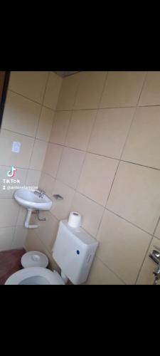 a bathroom with a toilet and a sink at TINKUNAKAMA in Humahuaca