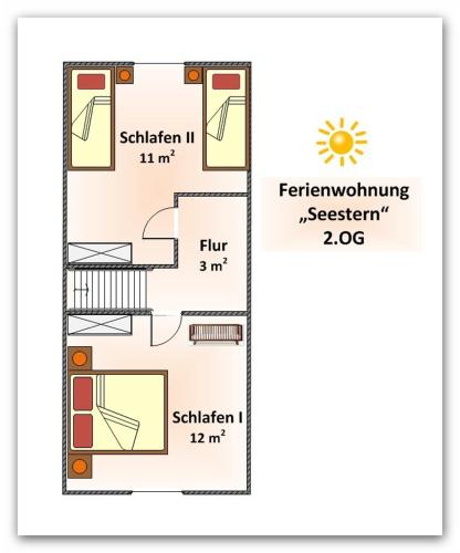 a floor plan of a floor plan of a house at Haus Deutsche Bucht in Borkum