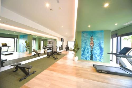 a gym with a large painting on the wall at Benidorm Sunset Cliffs in Benidorm