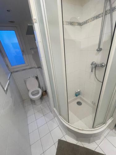 une salle de bain avec douche et toilettes dans l'établissement Paris 5e arr Place Saint Michel, à Paris