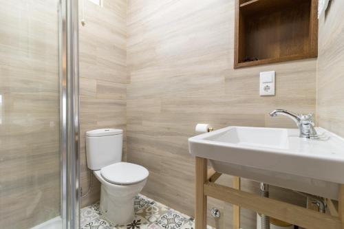 a bathroom with a toilet and a sink at Canto do Atlântico Loft (City Centre) in Ponta Delgada