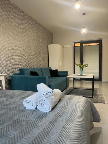 Posteľ alebo postele v izbe v ubytovaní Apartamenty na Blichu - Noclegi Energylandia Zator