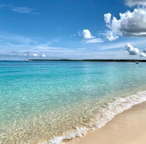 WonderBeach Baru Raquel في بارو: شاطئ مع المحيط وسماء زرقاء