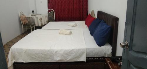 uma cama com duas almofadas num quarto em Melrose homestay and transport em Bandar Seri Begawan