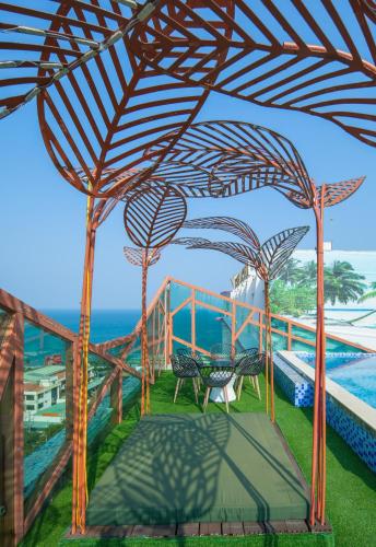 a view of the ocean from the roof of a house at TND Hotel in Nha Trang