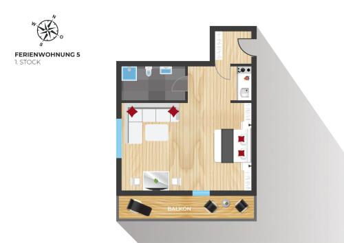 a floor plan of the apartment withium at Ferienwohnungen Hörmann in Hirschegg