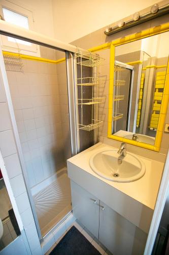 une salle de bain avec un lavabo et une douche dans l'établissement 2 pièces moderne Victor Hugo/Trocadero, à Paris