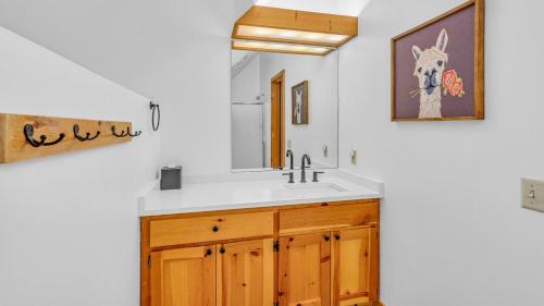 a bathroom with a sink and a mirror at Circle 4 Cabin - Unit 2 in Bend
