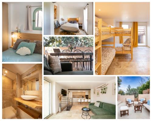 un collage de photos d'une maison dans l'établissement LES 3 TERRASSES, Maison rénovée - piscines - tennis, à Gassin