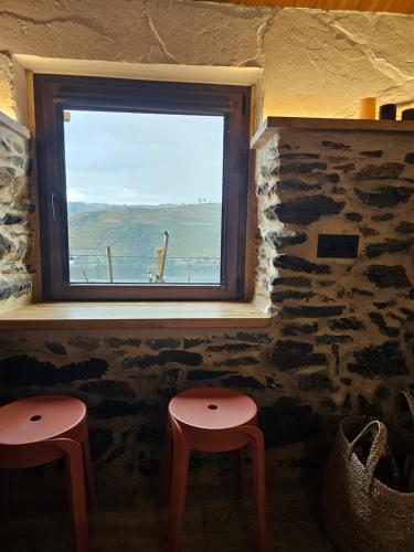 a window with two stools in a room with a view at Viña Candaz By Oktheway in Taboada