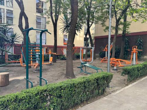 a playground in a park next to a tree at Hermoso Descanso en Coyoacán in Mexico City