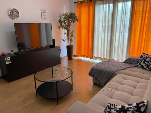 カニコにあるMilagrosa Apartmentのソファと薄型テレビのあるリビングルーム