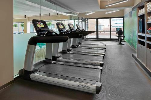 a row of treadmills in a gym at The Westin Edmonton in Edmonton