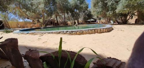 una piccola piscina in mezzo a una spiaggia di سيوة تورز للسياحة العلاجية a Siwa