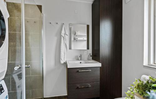 een badkamer met een wastafel en een douche bij Stunning Home In Melby With Kitchen in Melby
