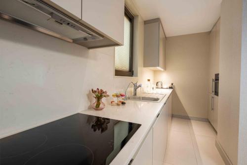 a kitchen with a sink and a counter top at Tzl Suites Hotel Nişantaşı in Istanbul