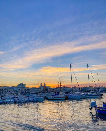 a group of boats docked in a harbor at sunset at Orchidea in Bari