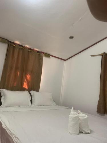 a white bed with two white pillows in a room at ameliehouse​ in Luang Prabang