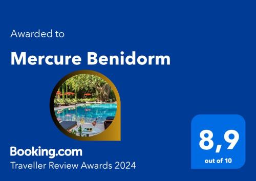 Сертификат, награда, вывеска или другой документ, выставленный в Mercure Benidorm