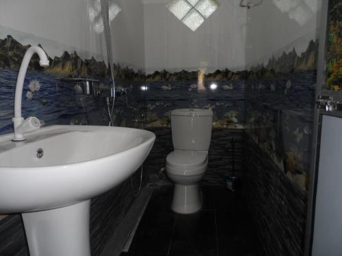 La salle de bains est pourvue d'une baignoire, de toilettes et d'un lavabo. dans l'établissement D2 Holiday Inn, à Badulla
