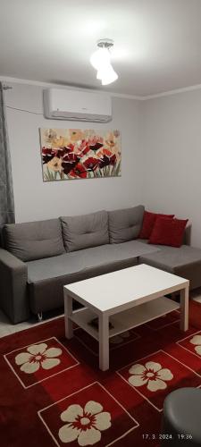 a living room with a couch and a coffee table at Pansion "Danko" in Priboj