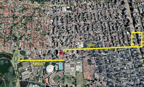 a map of a parking lot with a yellow line at FLAT Ibirapuera Jardins ótima localização com garagem inclusa! in Sao Paulo