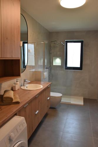 a bathroom with a sink and a toilet and a shower at Vacation home Pula in Pula
