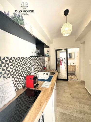 Кухня или мини-кухня в OLO House Lefkada
